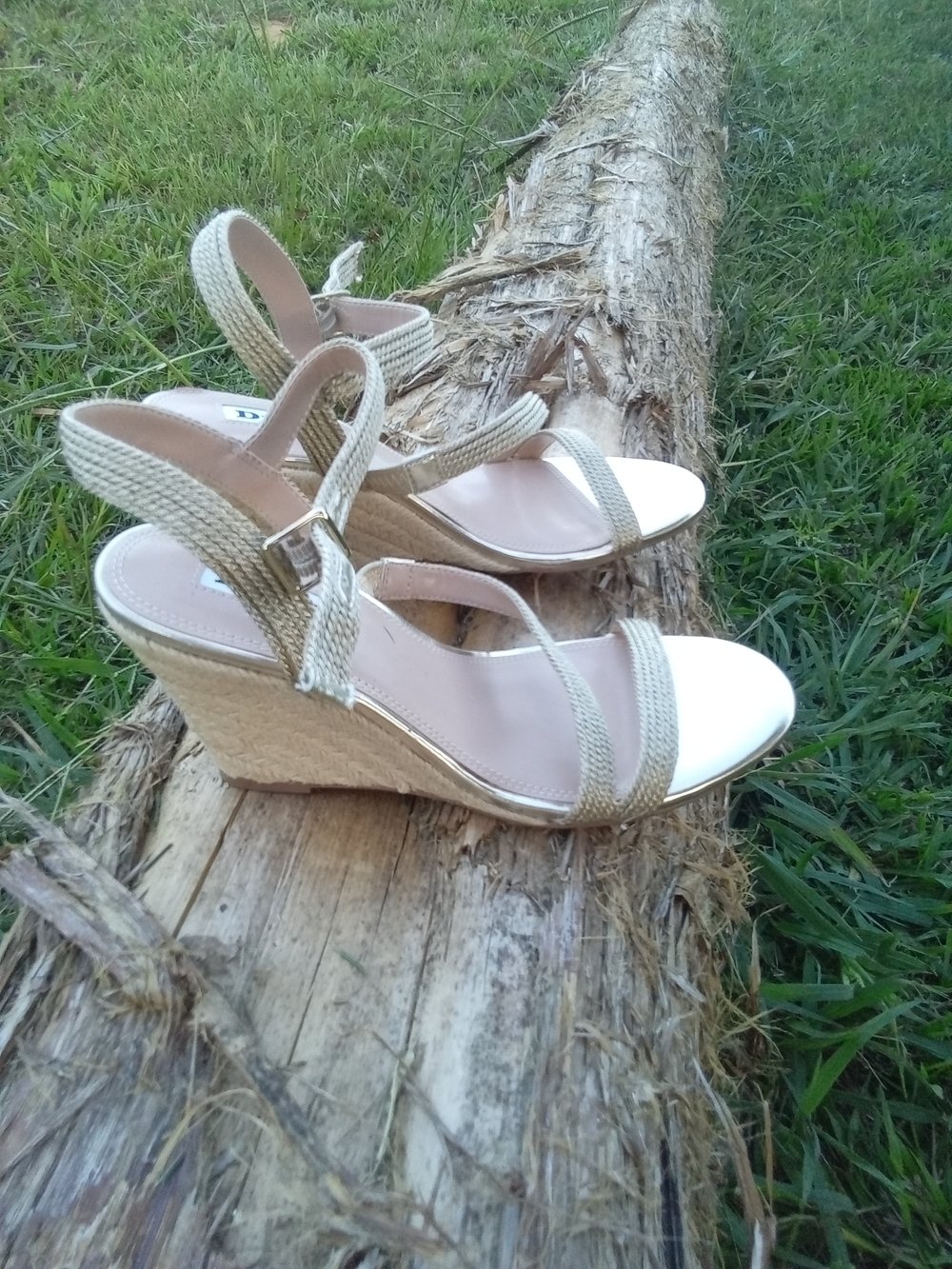 Dune London Gold Metallic Rope Espadrille Wedge Sandals Size 6.5